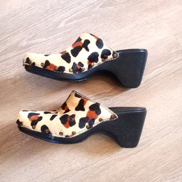 Naturalizer Leopard Print Calf Hair Leather Clog Accents Round Toe 8.5M - Picture 2 of 15
